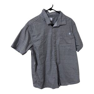 Hurley Men's gray Striped short sleeve button down Shirt size XL